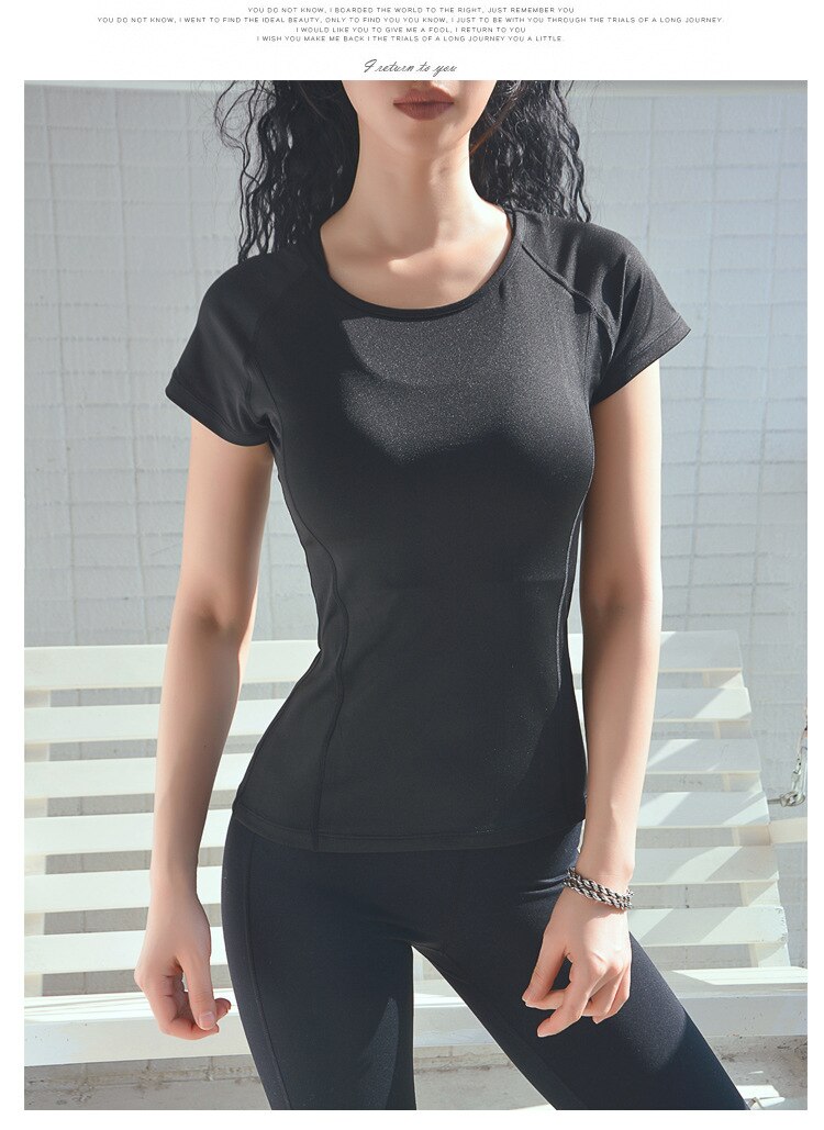 Women Summer T Shirts Slim Fit For Sports Fitness Yoga Short Sleeve Yoga Top Mesh Womens Gym Shirt Sport Wear