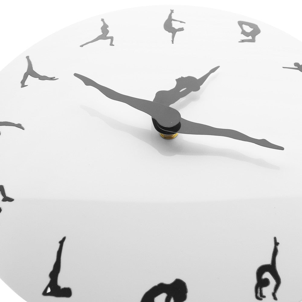 Yoga Postures Wall Clock GYM Fitness Flexible Girl Silent Modern Clock Watch Home Decor Meditation Decor Yoga Studio Relax Gift