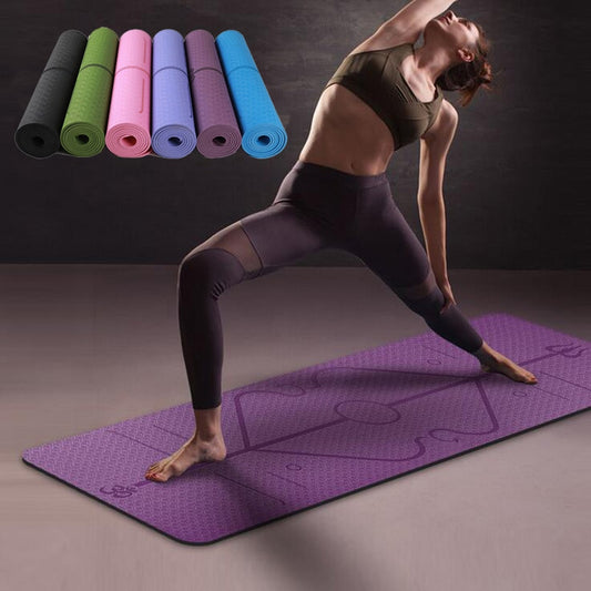 Tapis de Yoga TPE 1830x610x6mm, avec ligne de Position, antidérapant, pour débutants, tapis de gymnastique, Fitness environnemental