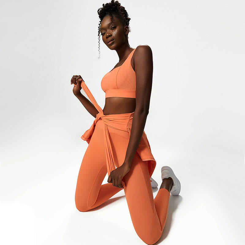 Costume de Yoga pour femmes, couleur chair, trois pièces, grand exercice, Fitness 