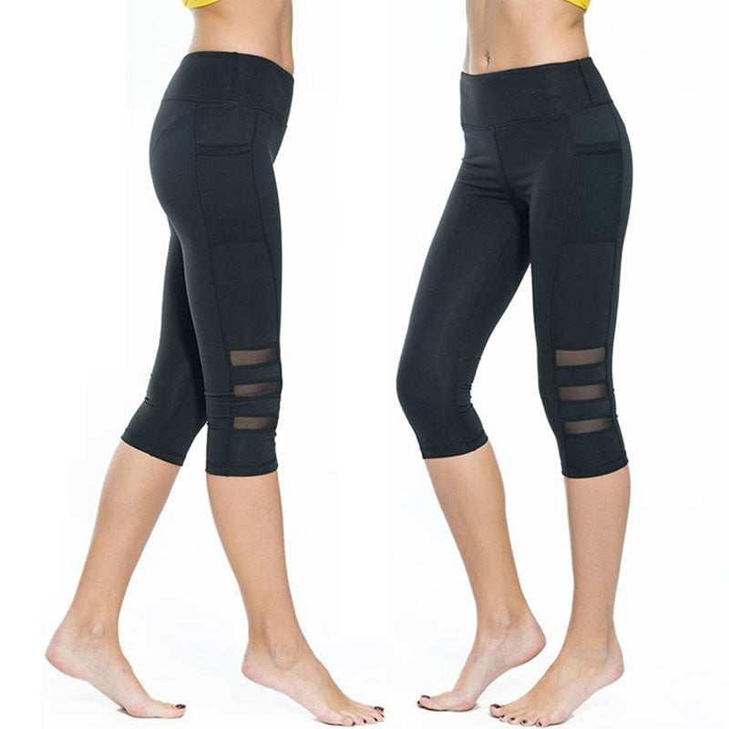 Pantalon longueur mollet pantalon Capri leggings de Sport femmes Fitness Yoga Gym taille haute Legging pantalon de Yoga