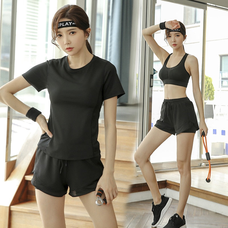 3 Pcs Set Women Yoga Suit Fitness Clothing Sportswear Female Workout Sports Clothes Athletic Running Yoga Sets Gym Clothing