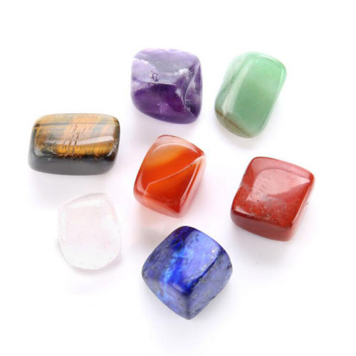 Ensemble de sept pierres de chakra, 7 couleurs, cristaux de guérison Reiki irréguliers, pierres individuelles polies, confortables